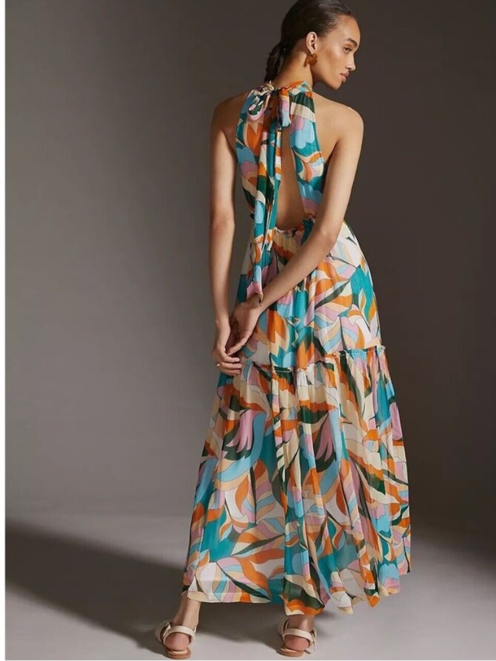 BOGO! Anthropologie Maeve Keyhole Halter Maxi Dress Size X-Small - Picture 4 of 13